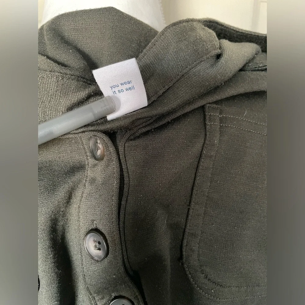 Old Navy Army Green 3/4 Sleeve Buttoned Mandarin Collar Women’s Blouse Small